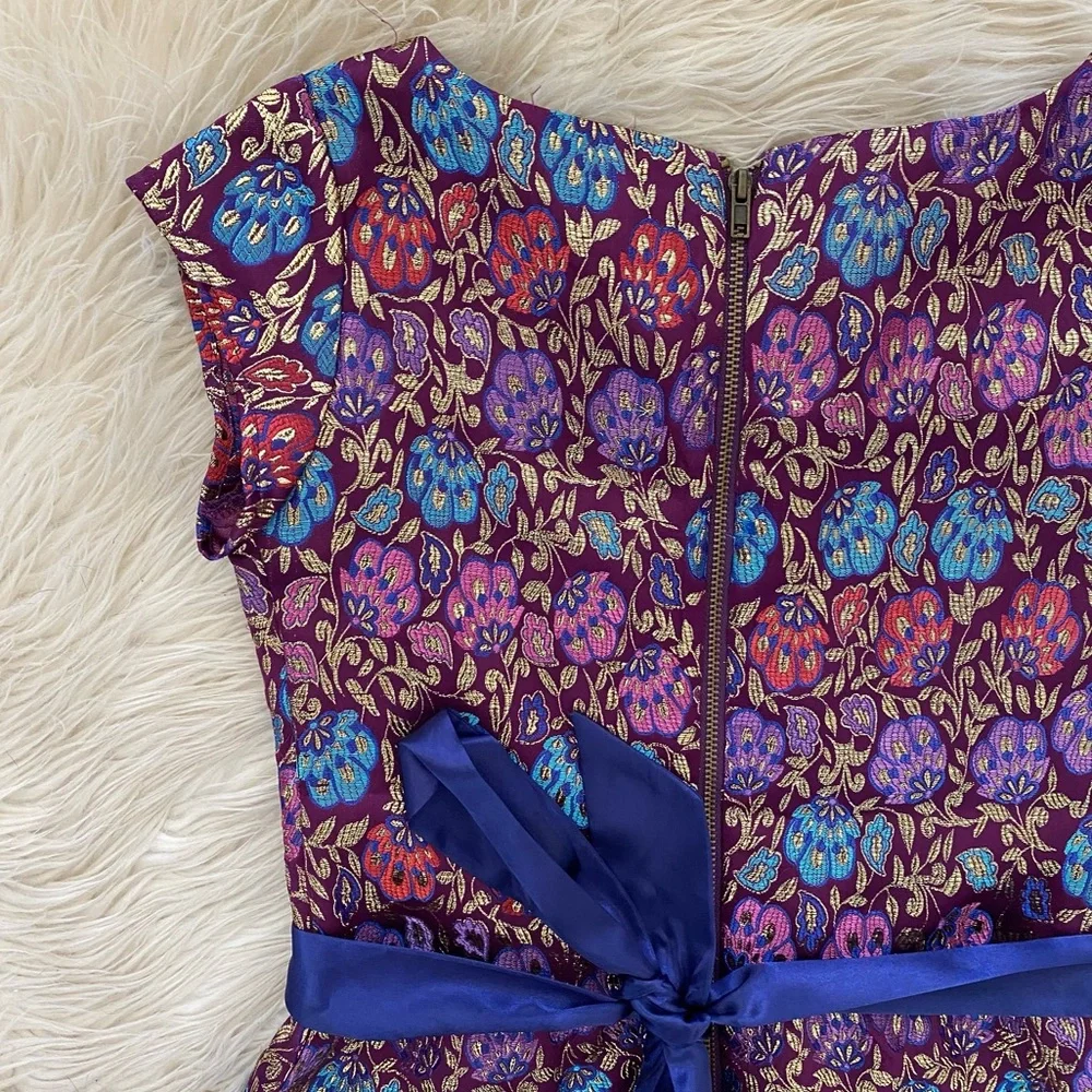 American Girl Fancy Holiday Dress Like Your Doll Purple Gold Metallic Brocade